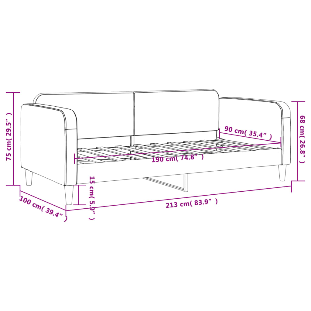 Sofá-cama 90x190 cm tecido preto