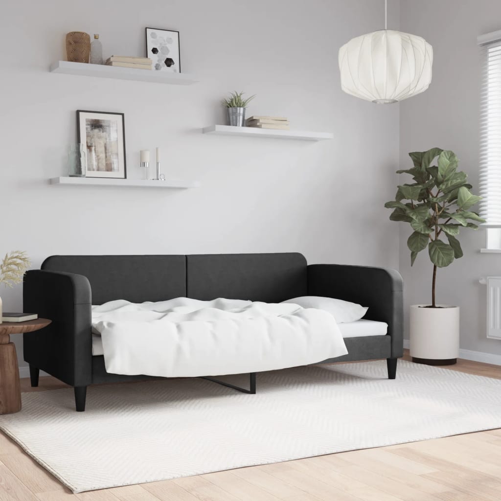 Sofá-cama 90x190 cm tecido preto