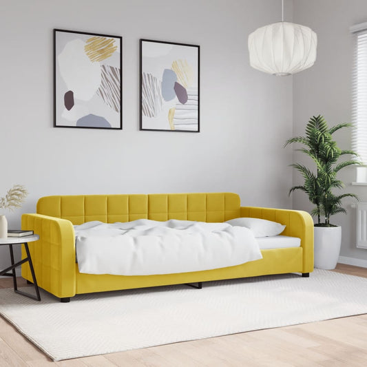 Sofá-cama 90x200 cm veludo amarelo