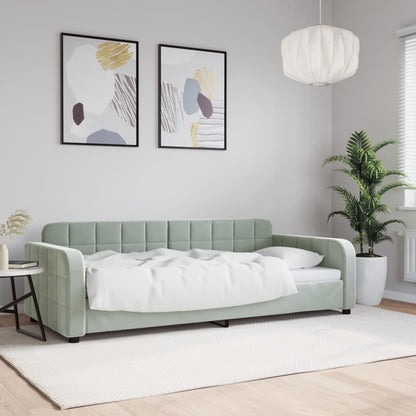 Sofá-cama 90x190 cm veludo cinzento-claro