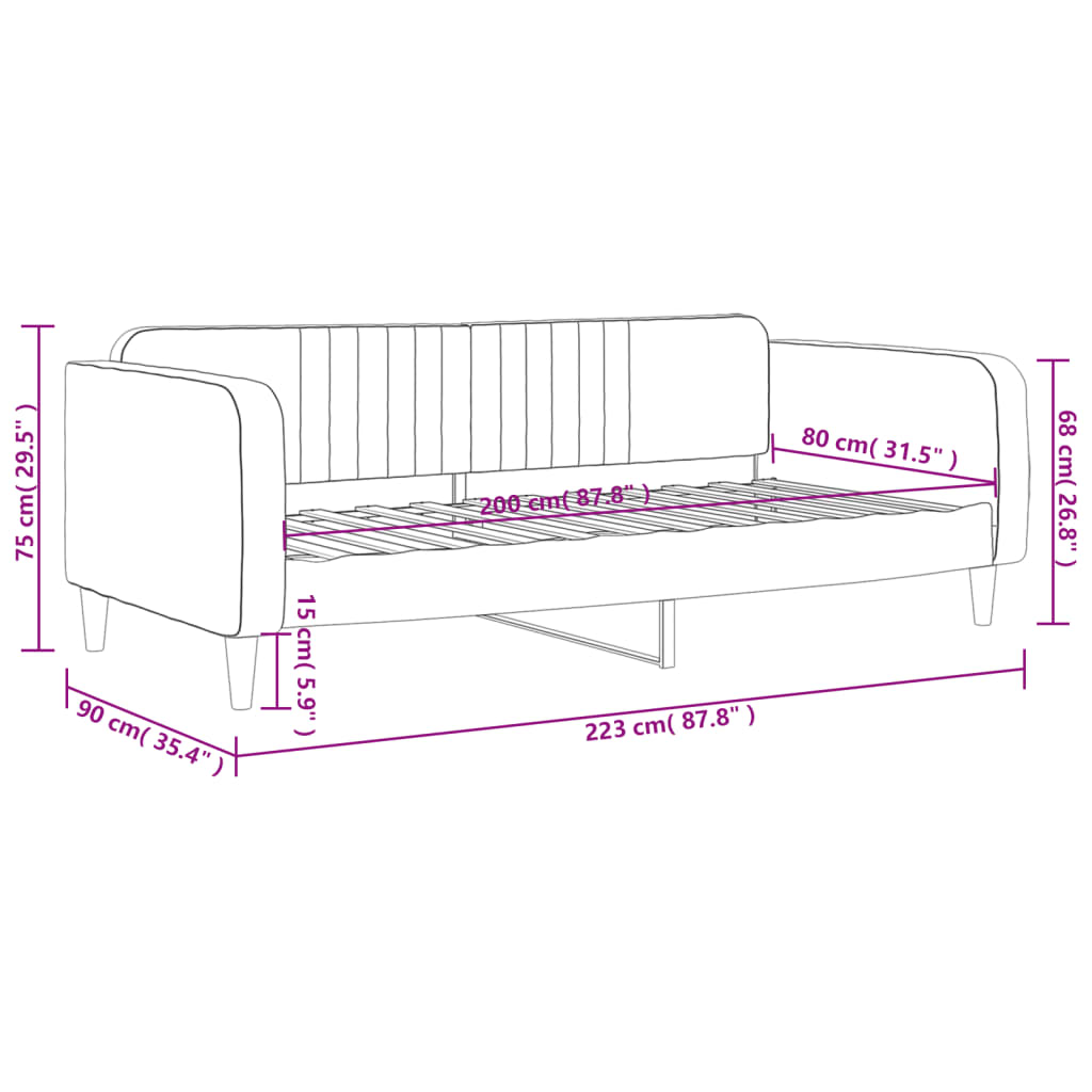 Sofá-cama 80x200 cm veludo cinzento-claro