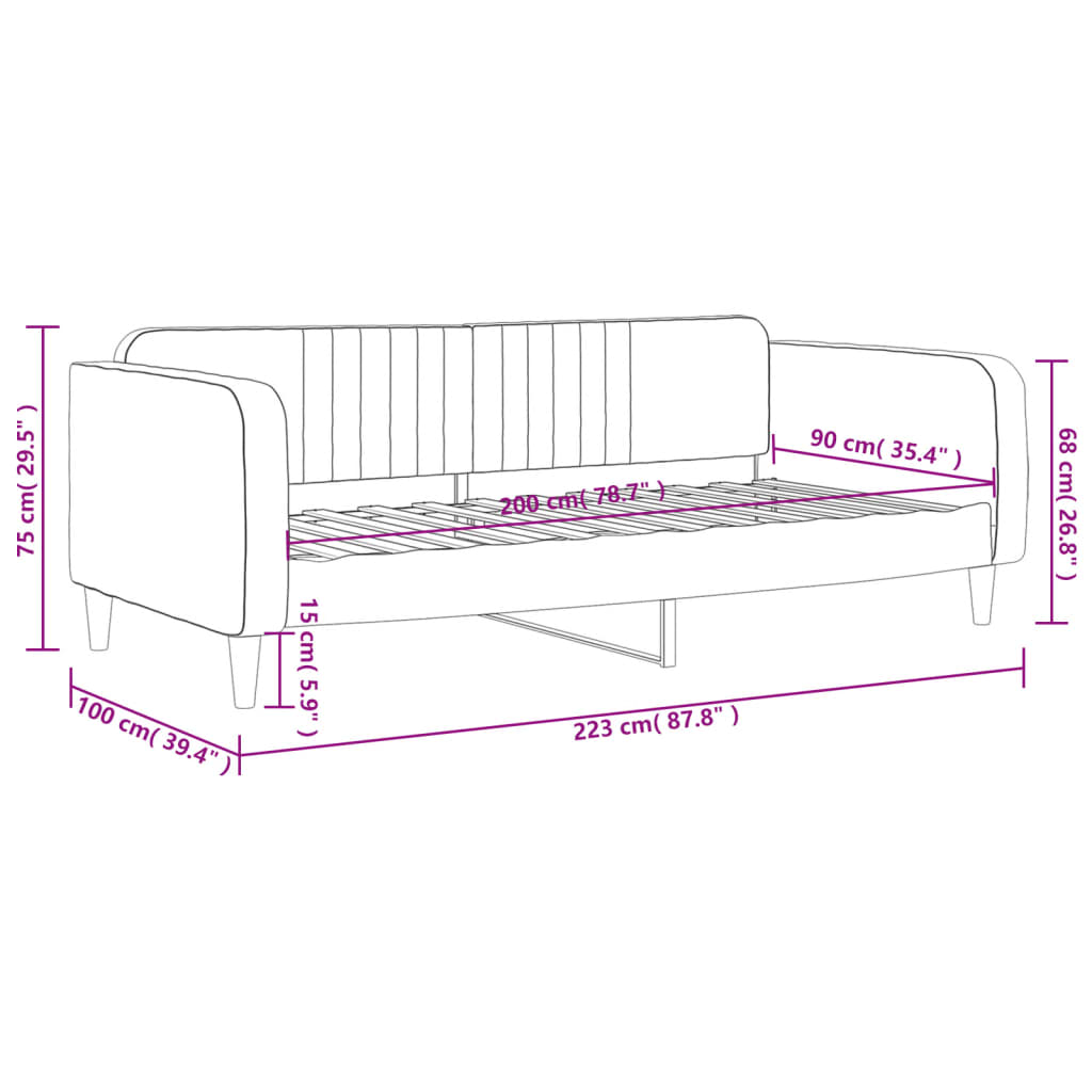 Sofá-cama 90x200 cm veludo cinzento-claro