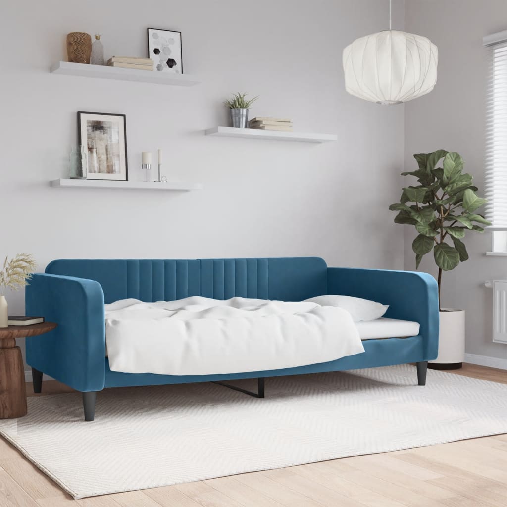 Sofá-cama 100x200 cm veludo azul