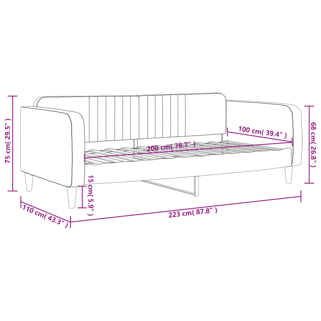 Sofá-cama 100x200 cm veludo cinzento-claro