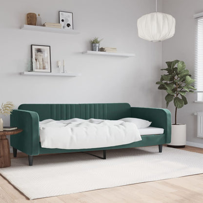 Sofá-cama 100x200 cm veludo verde-escuro