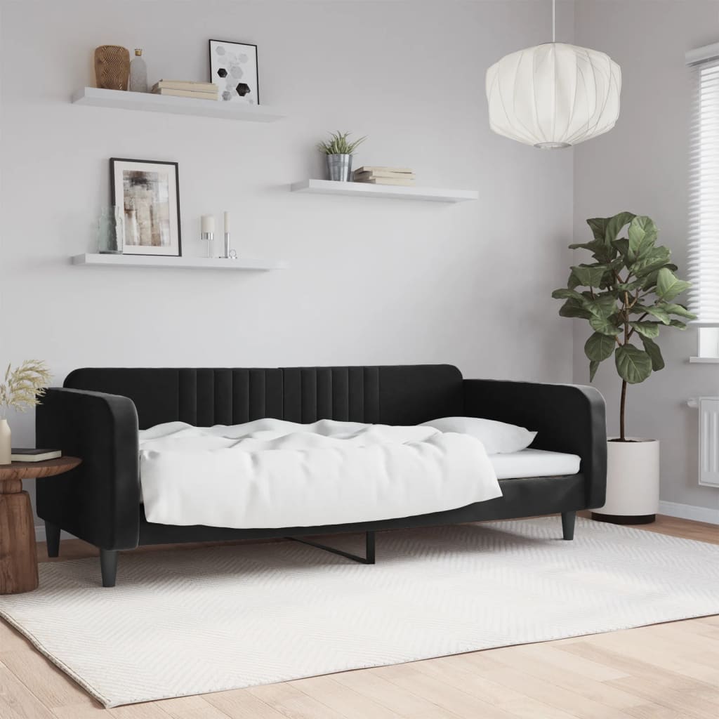 Sofá-cama 100x200 cm veludo preto