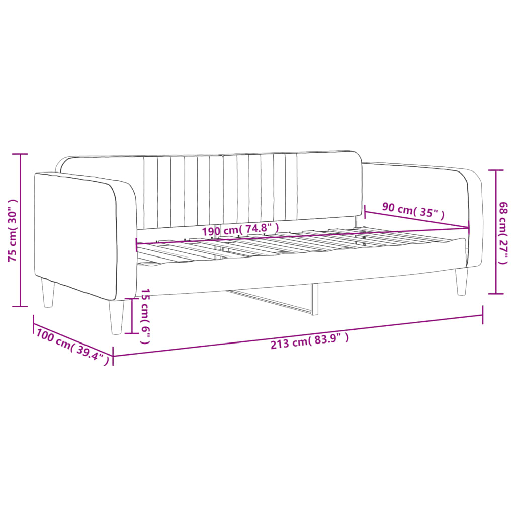 Sofá-cama 90x190 cm veludo cinzento-claro