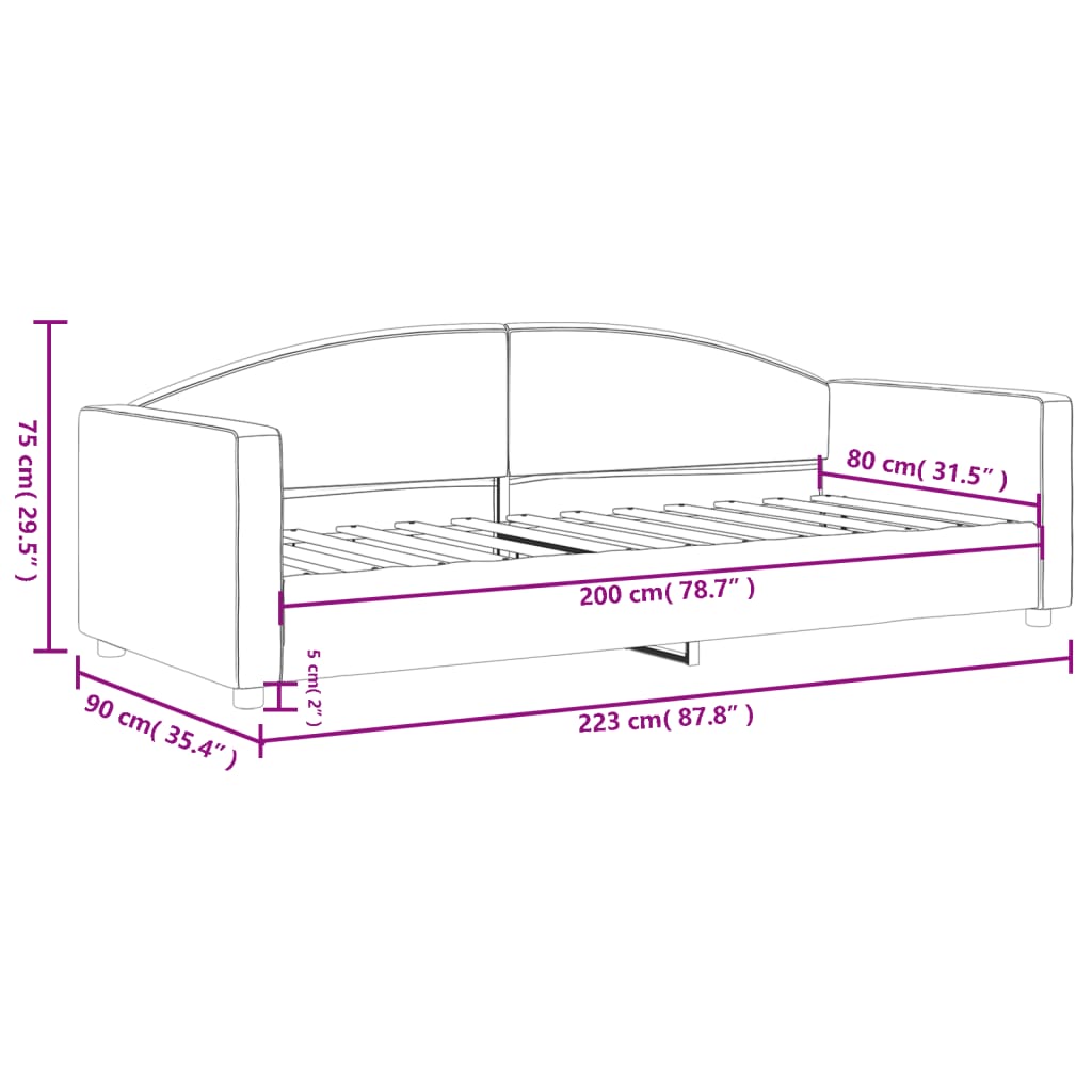 Sofá-cama 80x200 cm tecido preto