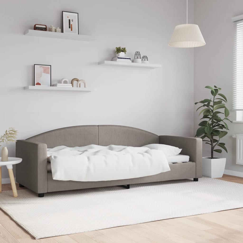 Sofá-cama 80x200 cm tecido cinzento-acastanhado