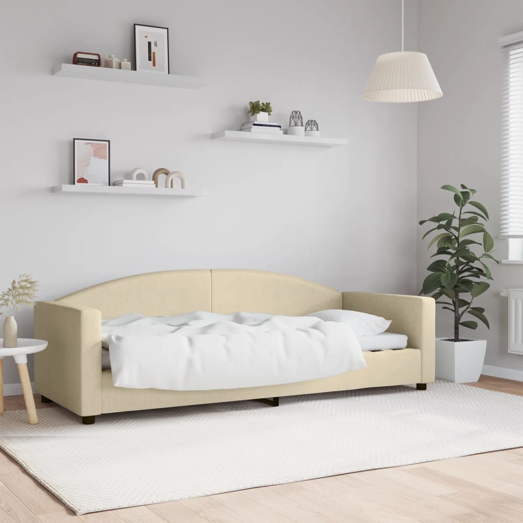 Sofá-cama 80x200 cm tecido cor creme