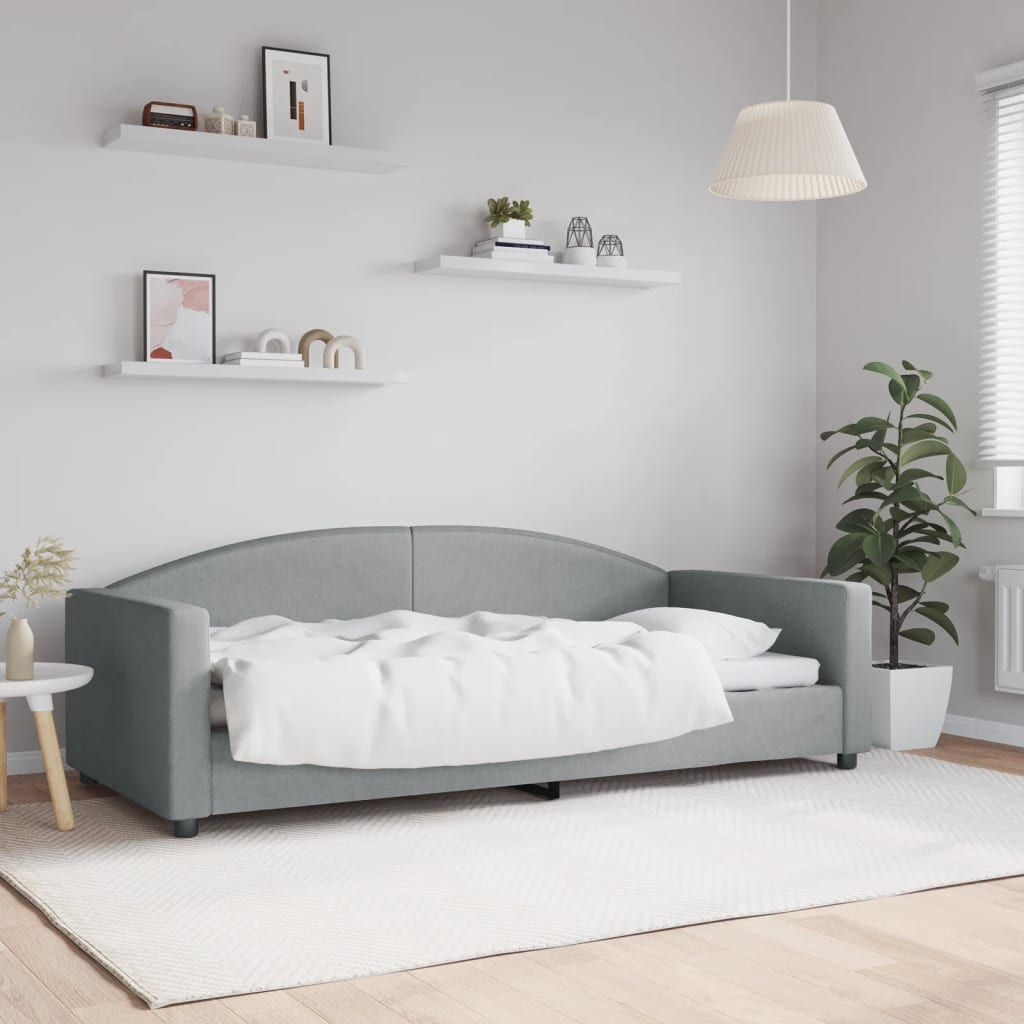 Sofá-cama 90x200 cm tecido cinzento-claro