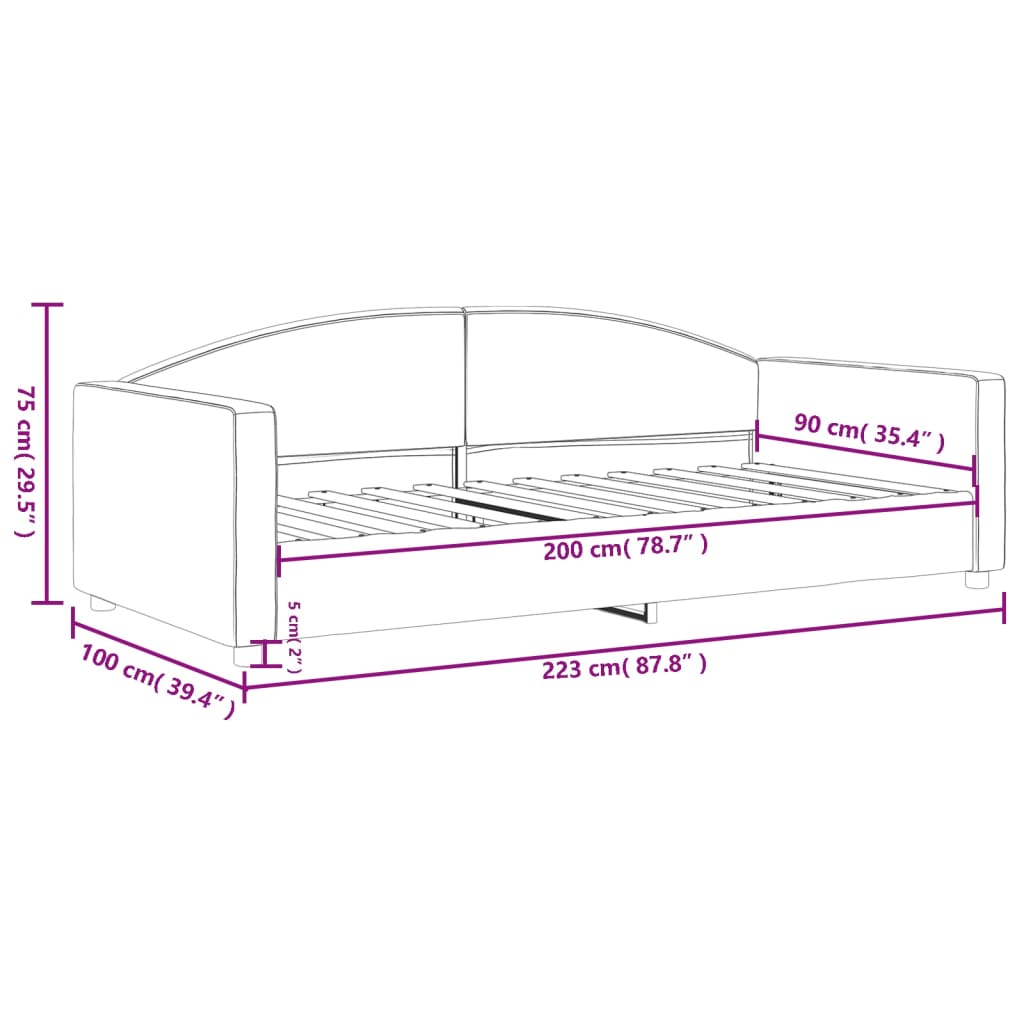 Sofá-cama 90x200 cm tecido preto