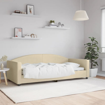 Sofá-cama 90x200 cm tecido cor creme