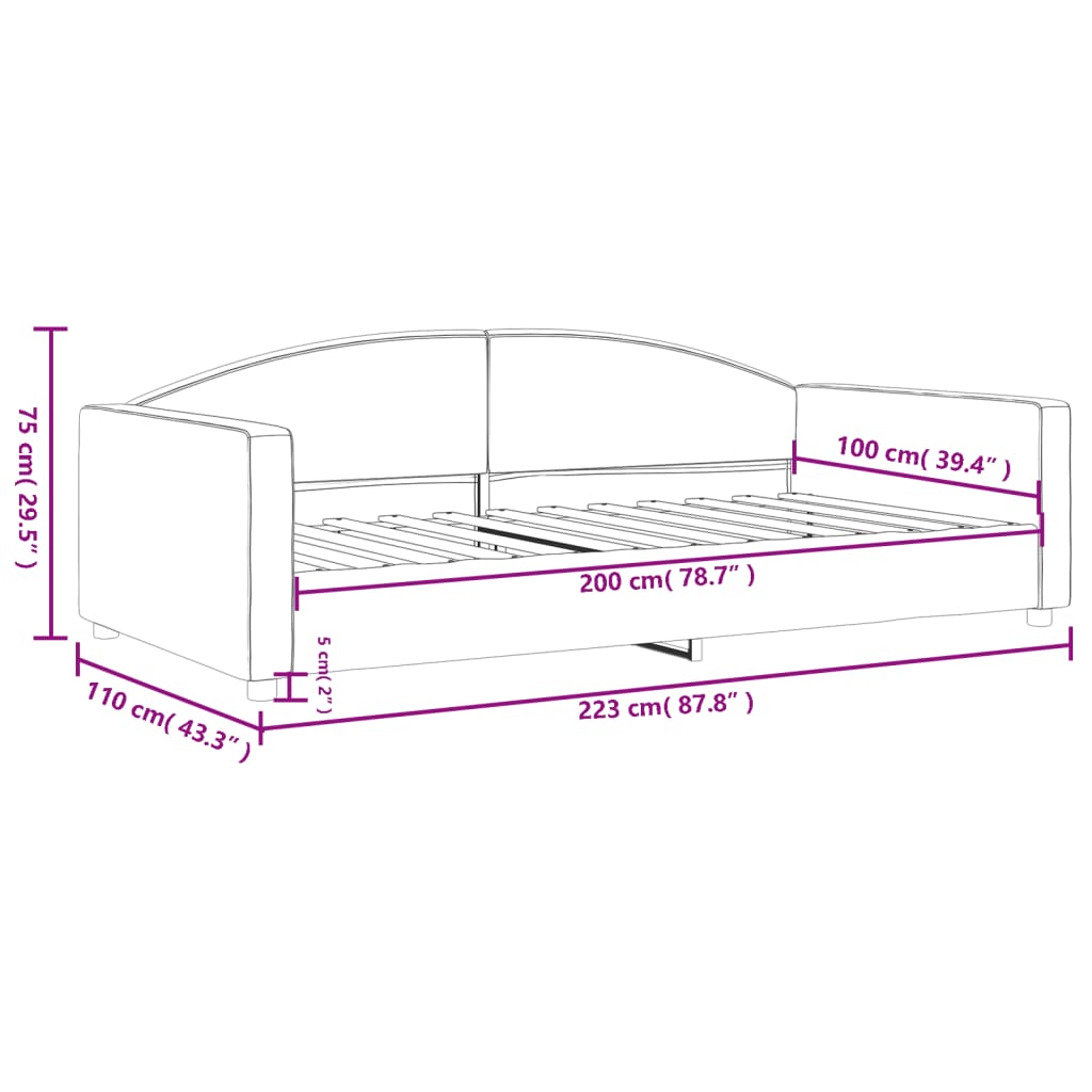 Sofá-cama 100x200 cm tecido cinzento-escuro