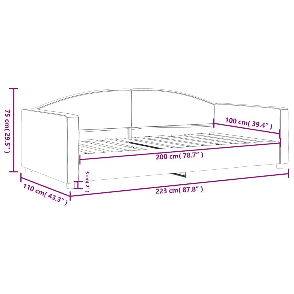 Sofá-cama 100x200 cm tecido preto