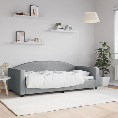 Sofá-cama 90x190 cm tecido cinzento-claro