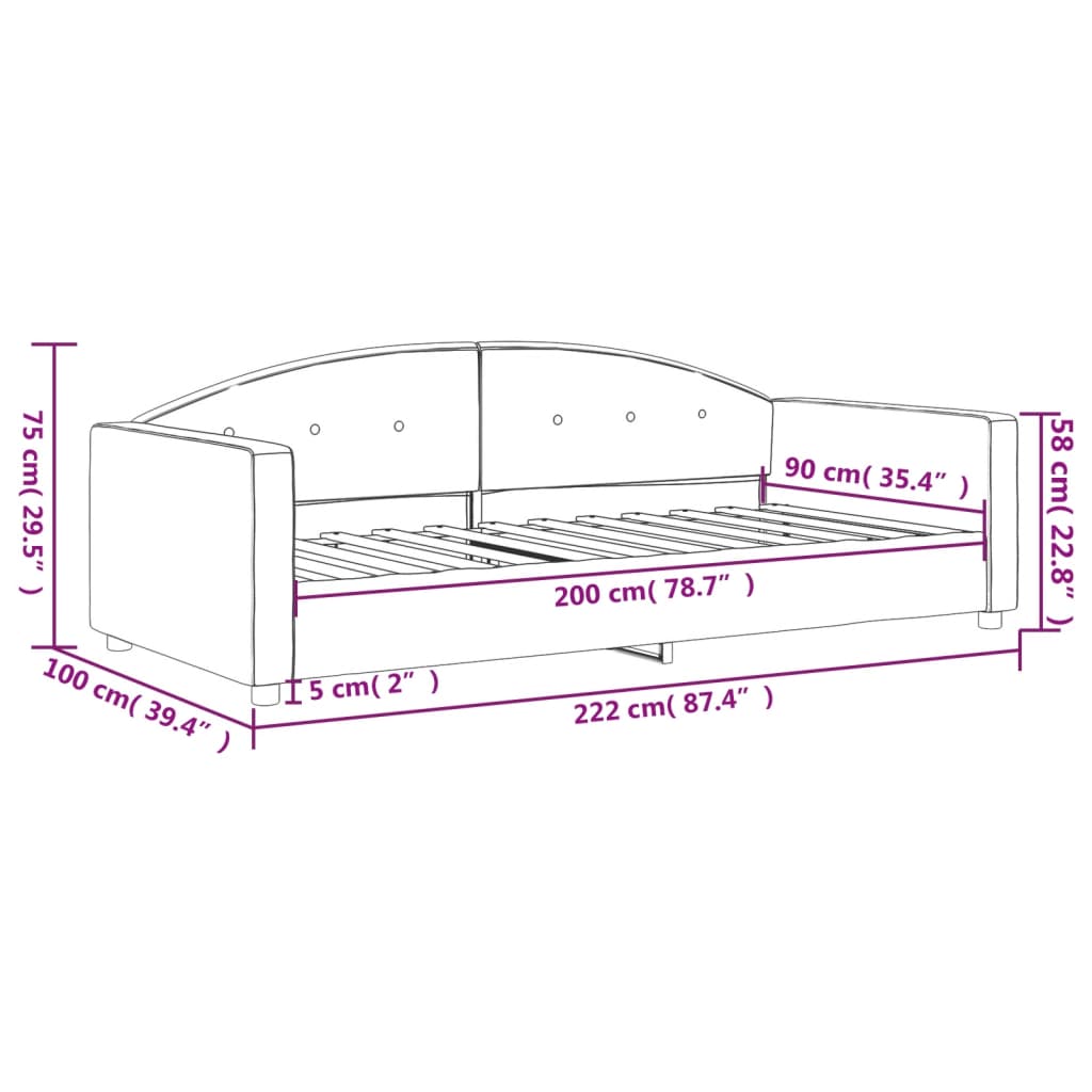 Sofá-cama 90x200 cm veludo preto