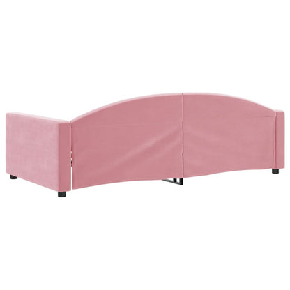 Sofá-cama 100x200 cm veludo rosa