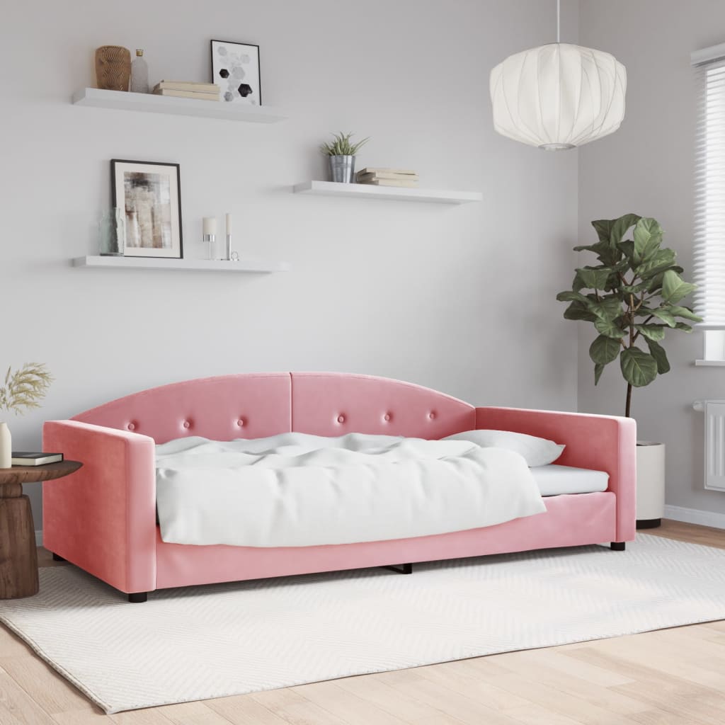 Sofá-cama 100x200 cm veludo rosa