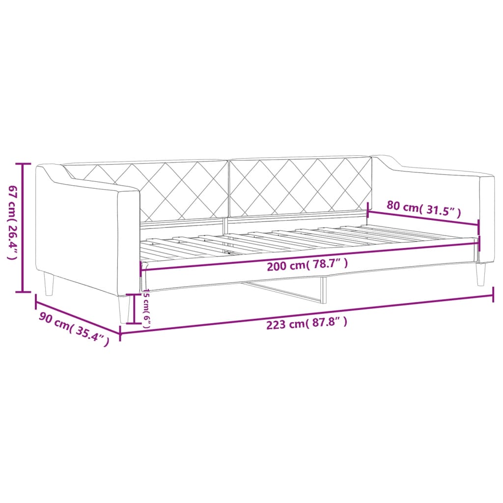 Sofá-cama 80x200 cm tecido cinzento-escuro