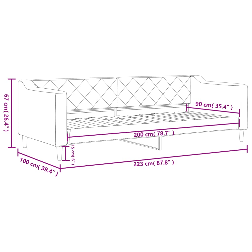 Sofá-cama 90x200 cm tecido cinzento-claro