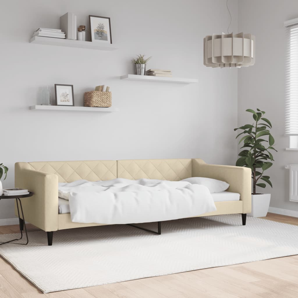 Sofá-cama 90x200 cm tecido cor creme