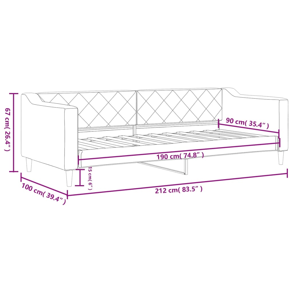 Sofá-cama 90x190 cm tecido cinzento-claro