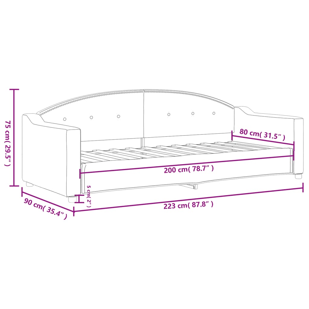 Sofá-cama 80x200 cm tecido cinzento-acastanhado