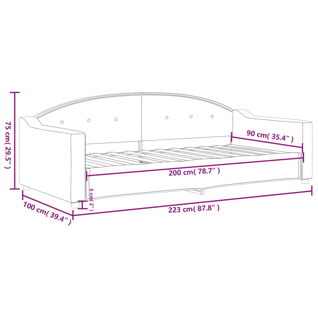 Sofá-cama 90x200 cm tecido cinzento-claro