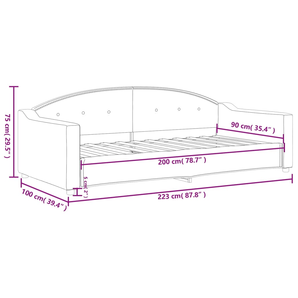 Sofá-cama 90x200 cm tecido cinzento-escuro