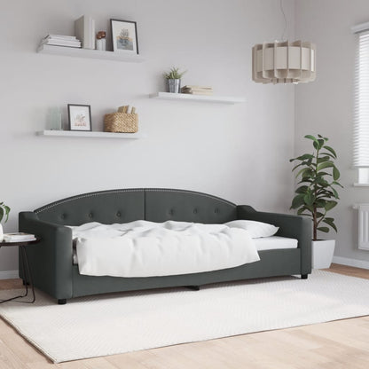 Sofá-cama 90x200 cm tecido cinzento-escuro