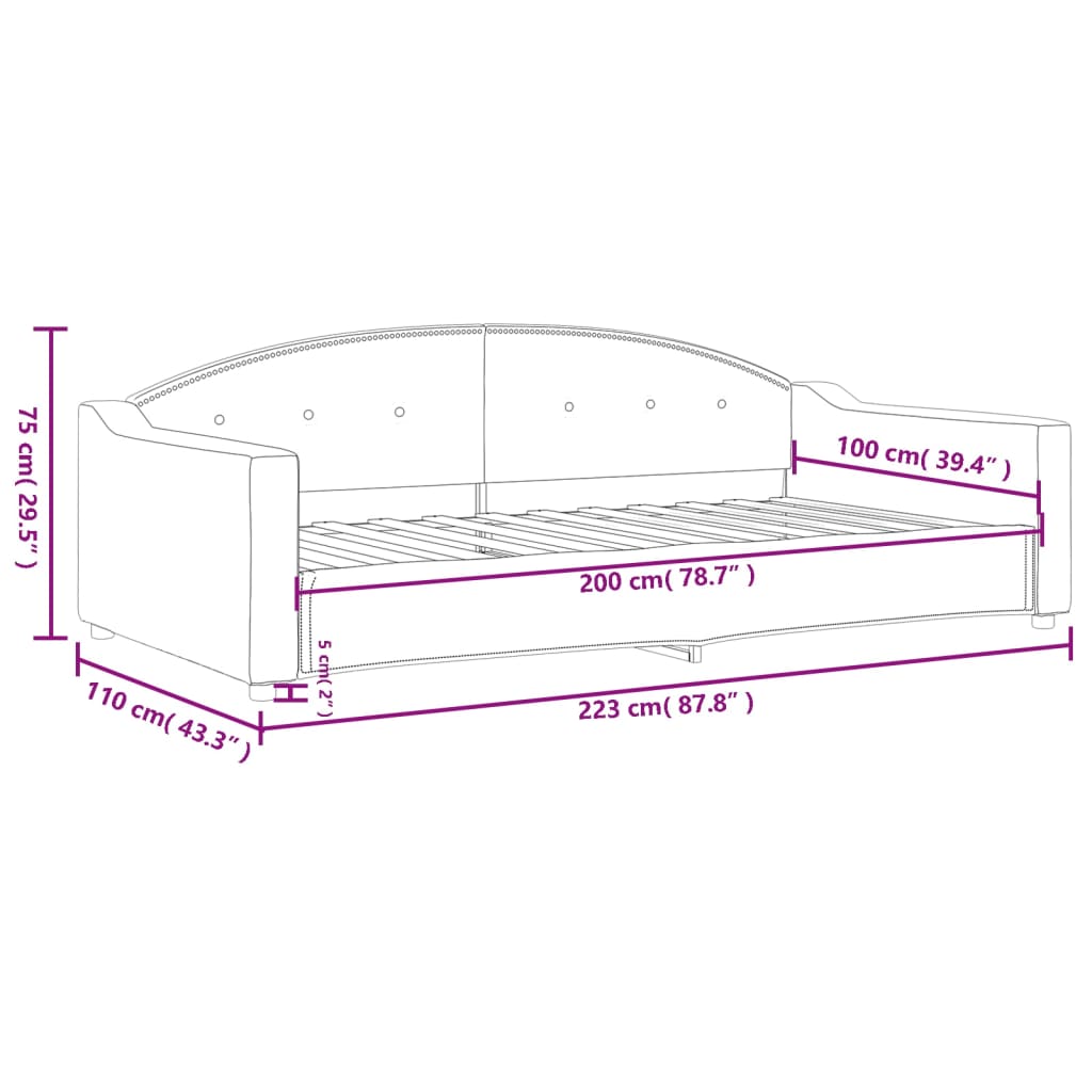 Sofá-cama 100x200 cm tecido cinzento-acastanhado