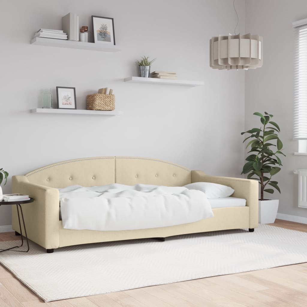 Sofá-cama 100x200 cm tecido cor creme