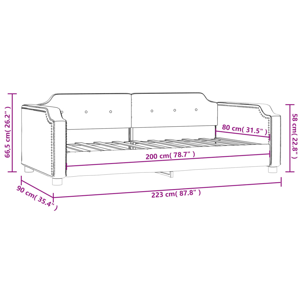 Sofá-cama 80x200 cm tecido cinzento-claro