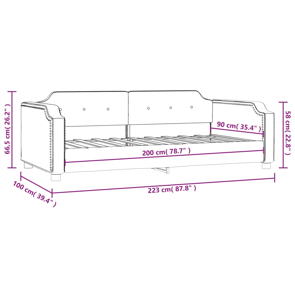 Sofá-cama 90x200 cm tecido cinzento-claro