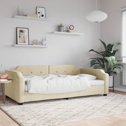 Sofá-cama 90x200 cm tecido cor creme