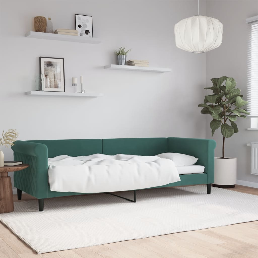 Sofá-cama 80x200 cm veludo verde-escuro