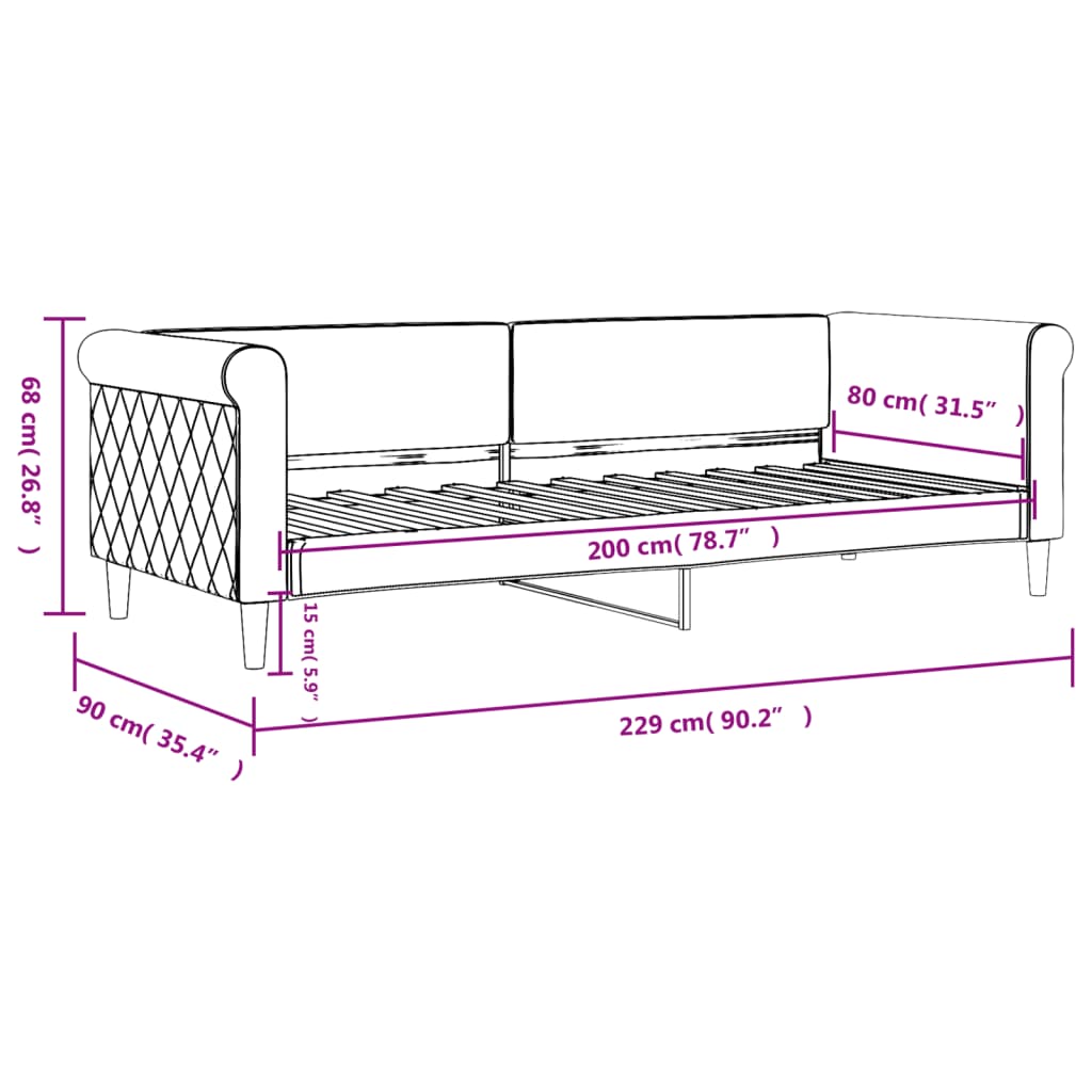 Sofá-cama 80x200 cm veludo rosa