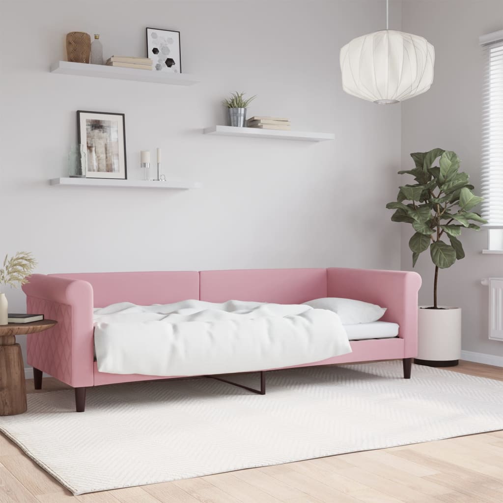 Sofá-cama 80x200 cm veludo rosa