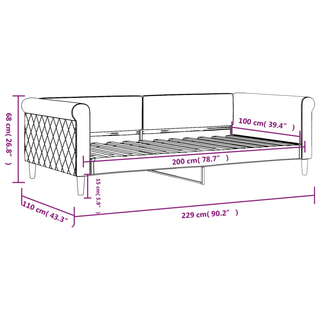 Sofá-cama 100x200 cm veludo cinzento-claro