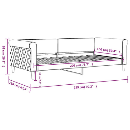 Sofá-cama 100x200 cm veludo cinzento-claro