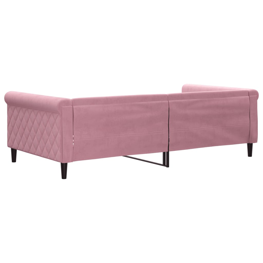 Sofá-cama 100x200 cm veludo rosa