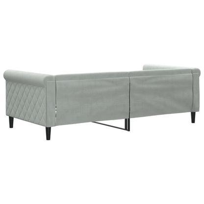 Sofá-cama 90x190 cm veludo cinzento-claro