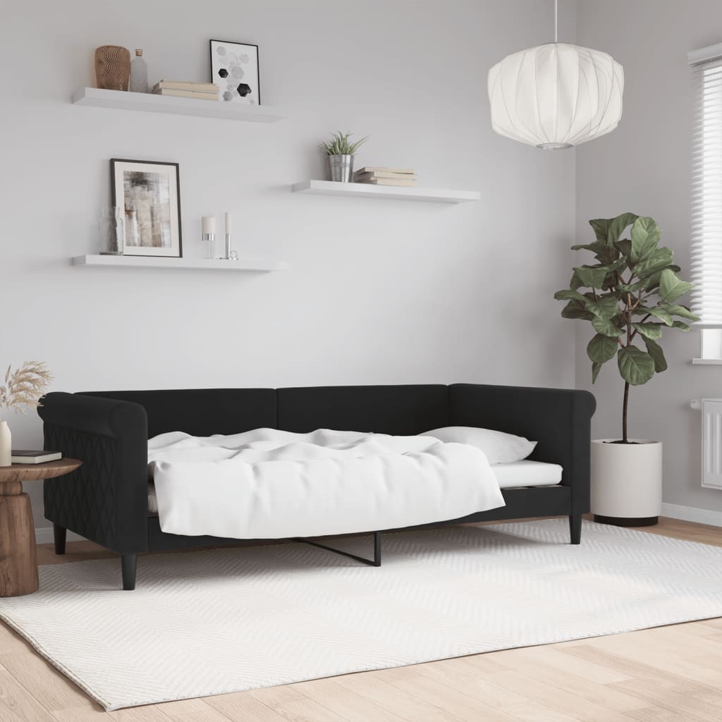 Sofá-cama 90x190 cm veludo preto