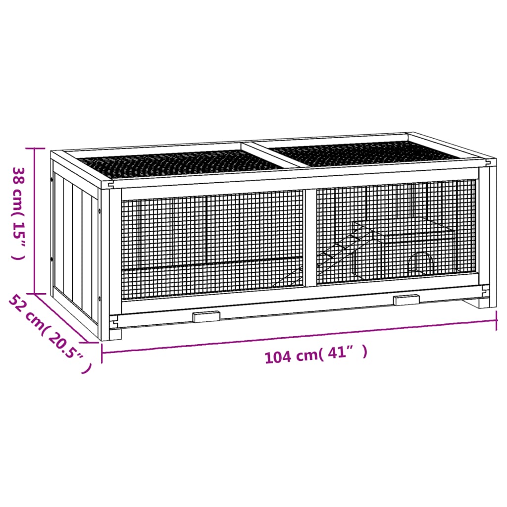 Gaiola para hamster 104x52x38 cm madeira de abeto maciça