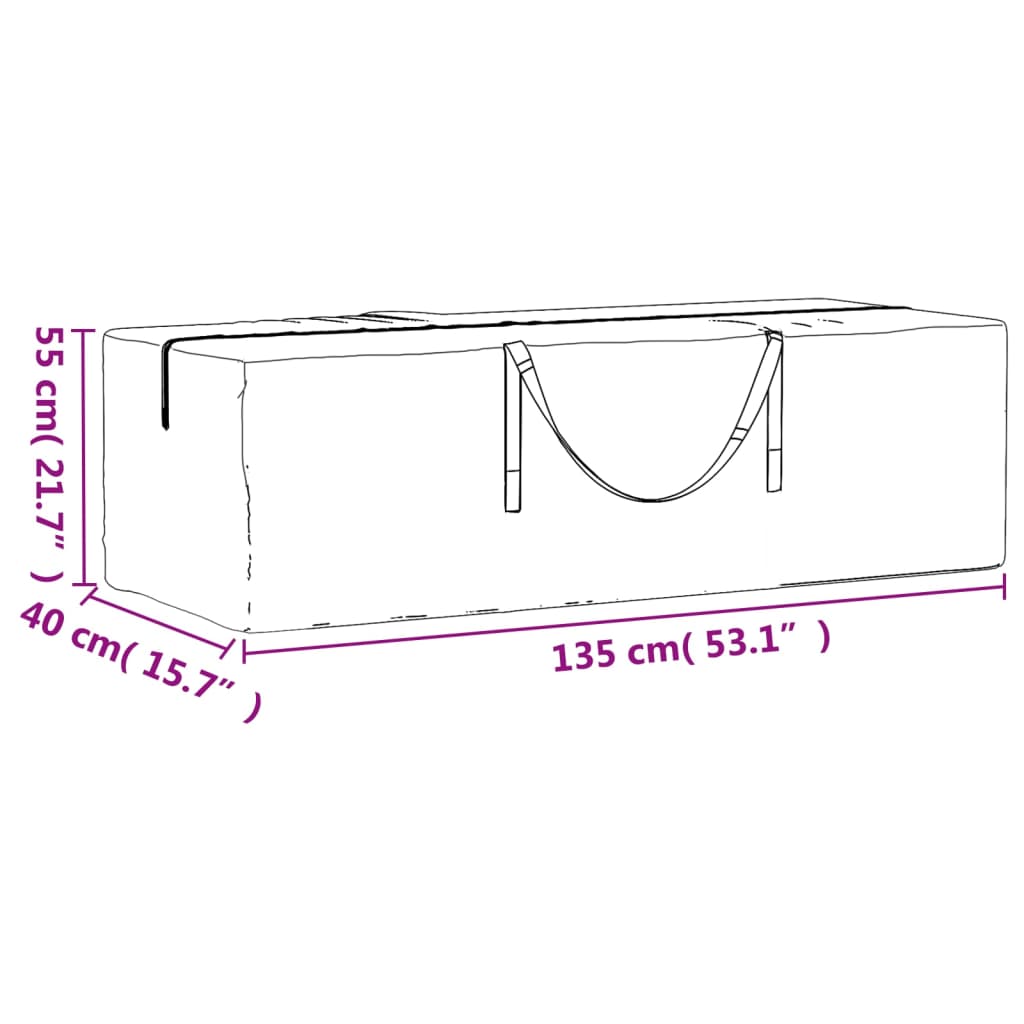 Saco de arrumação p/ árvore Natal 135x40x55cm polietileno preto