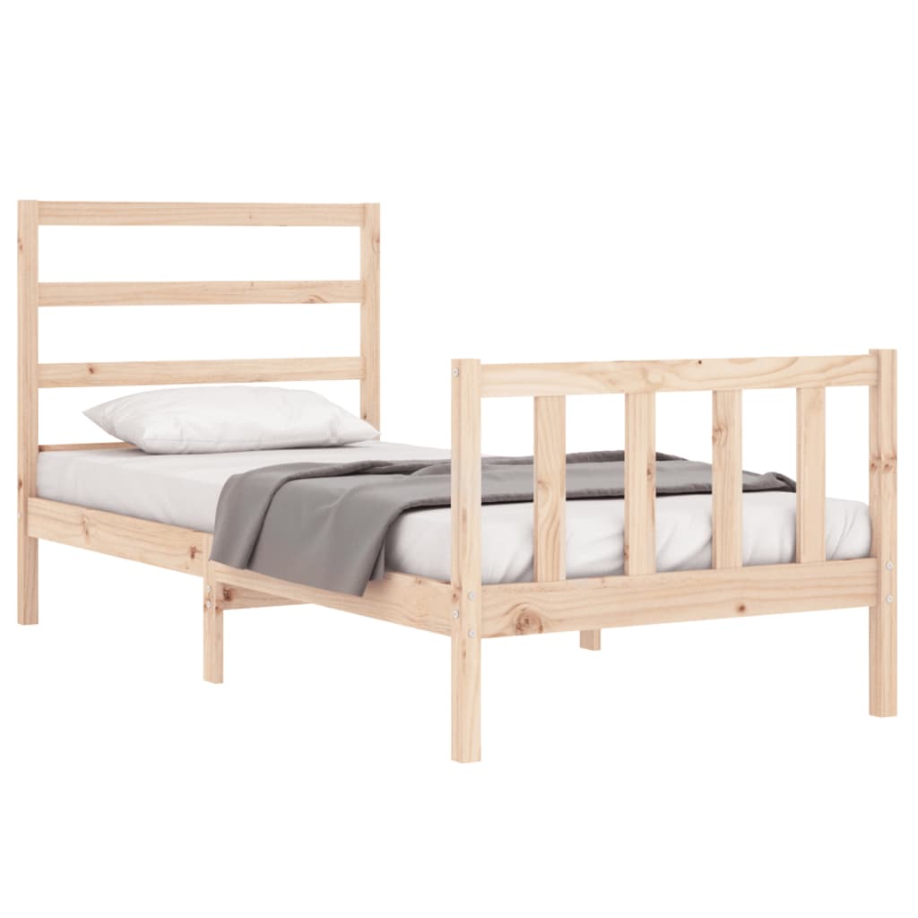 Estrutura de cama com cabeceira 90x190 cm madeira maciça