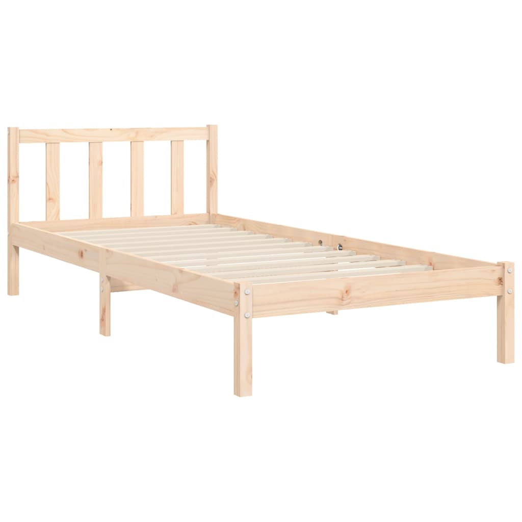 Estrutura de cama com cabeceira 90x190 cm madeira maciça