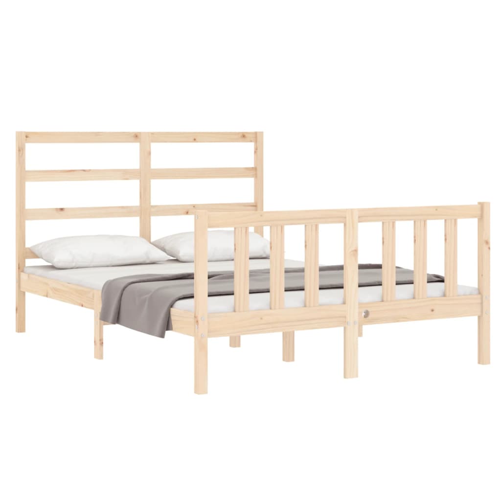 Estrutura de cama com cabeceira 140x190 cm madeira maciça