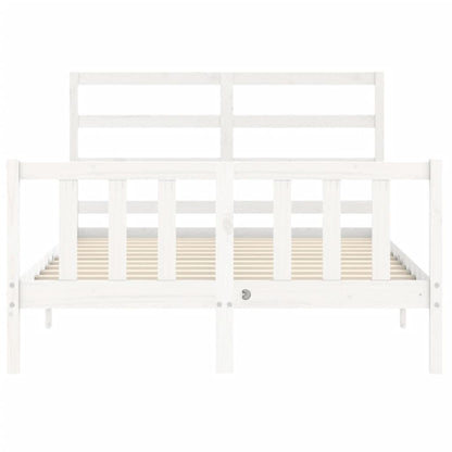 Estrutura de cama com cabeceira 140x190cm madeira maciça branco